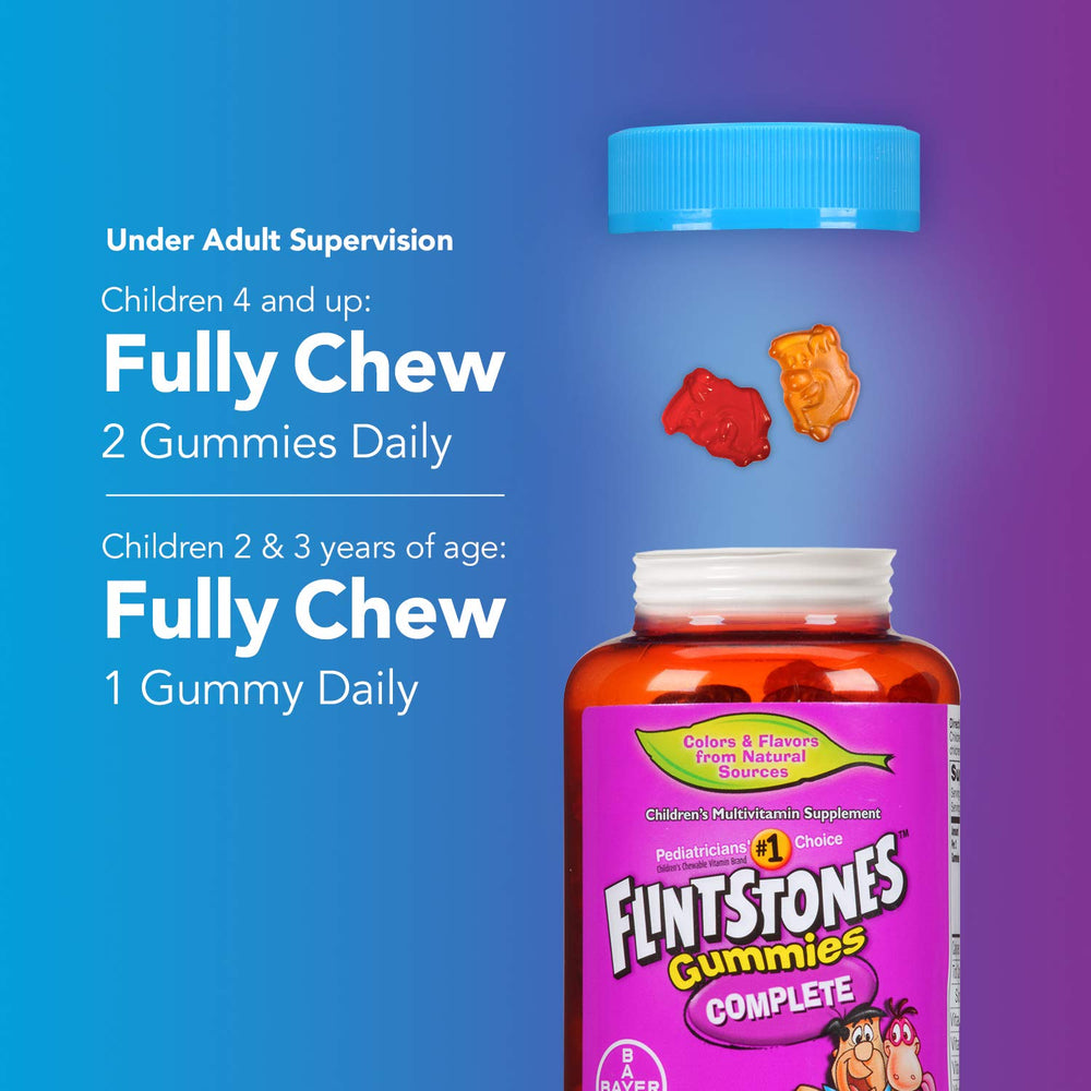 Assorted Flintstones flavors—cherry, orange, and raspberry—appealing to kids.