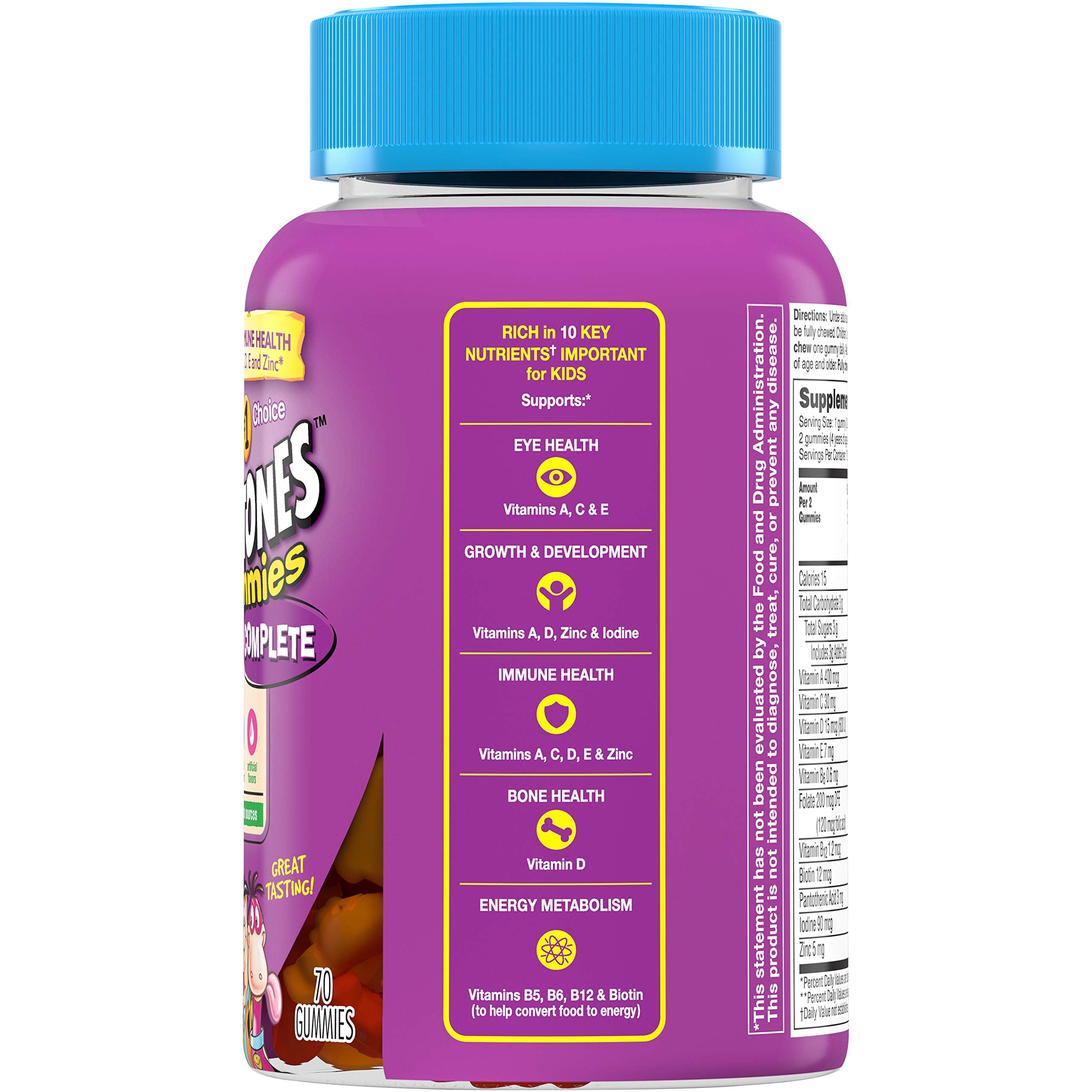 Flintstones Complete Gummies orange flavor emphasizes convenient after-school nutrition for active children