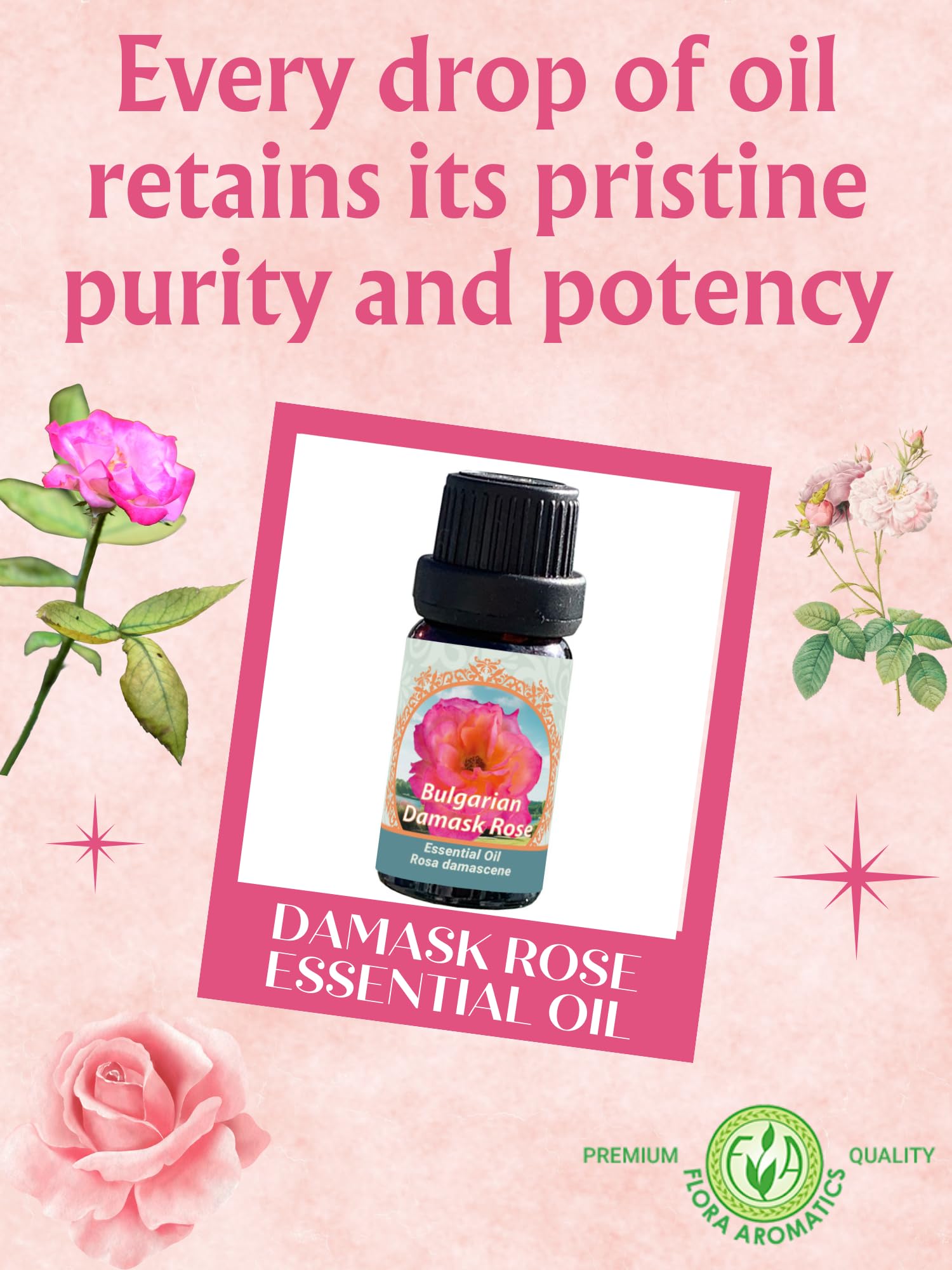 Flora Aromatics packaged in USA with pristine origin.