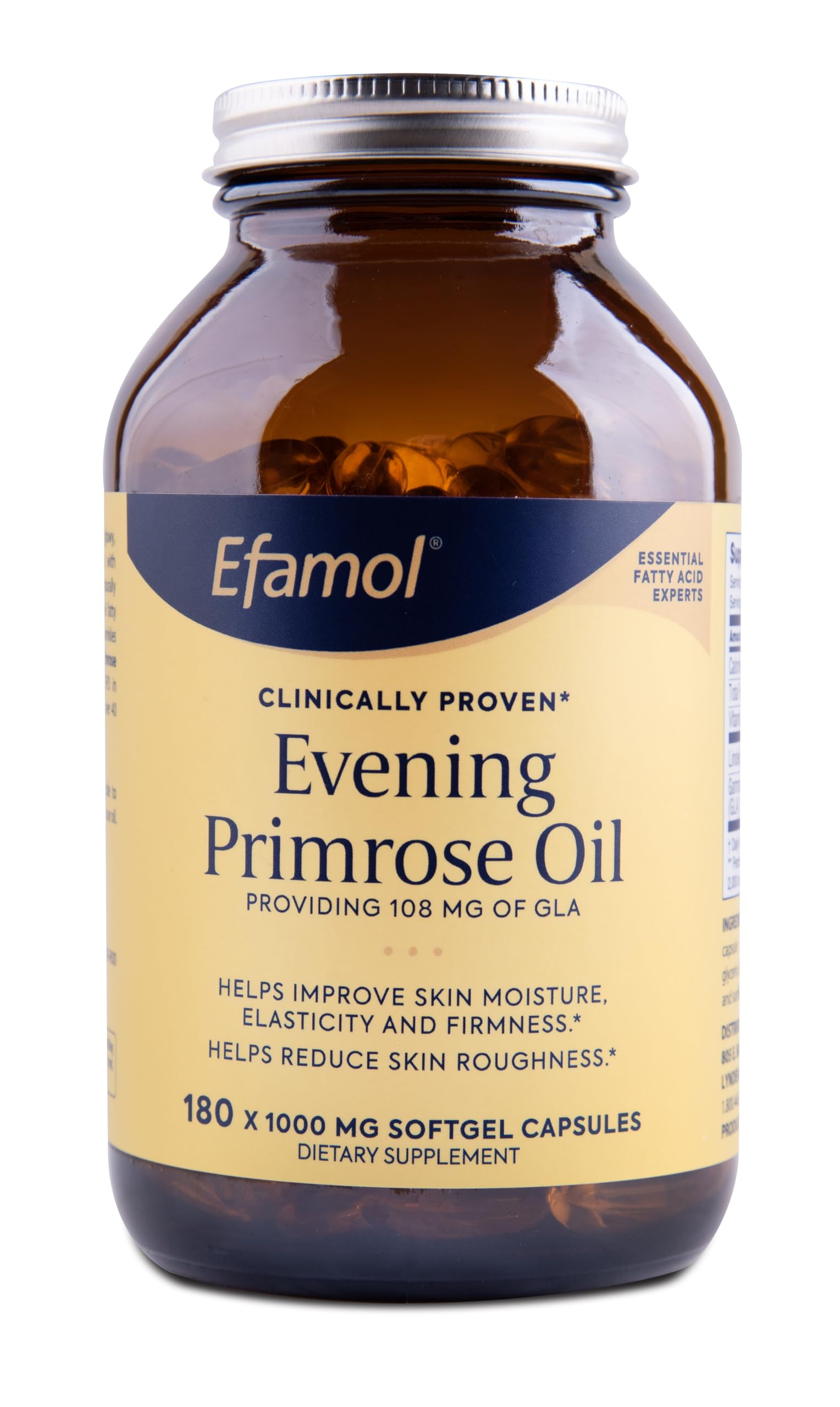 Flora Efamol Evening Primrose Oil bottle highlighting skin hydration potential