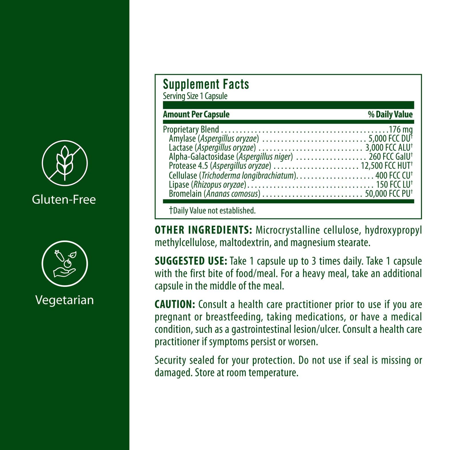 Flora Enzyme Blend capsules close-up highlighting vegetarian enzymes for digestion.
