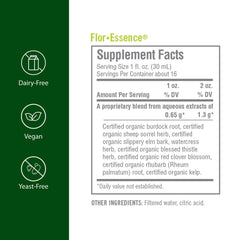 Close-up of Flora Flor-Essence liquid bottle for daily cleansing.