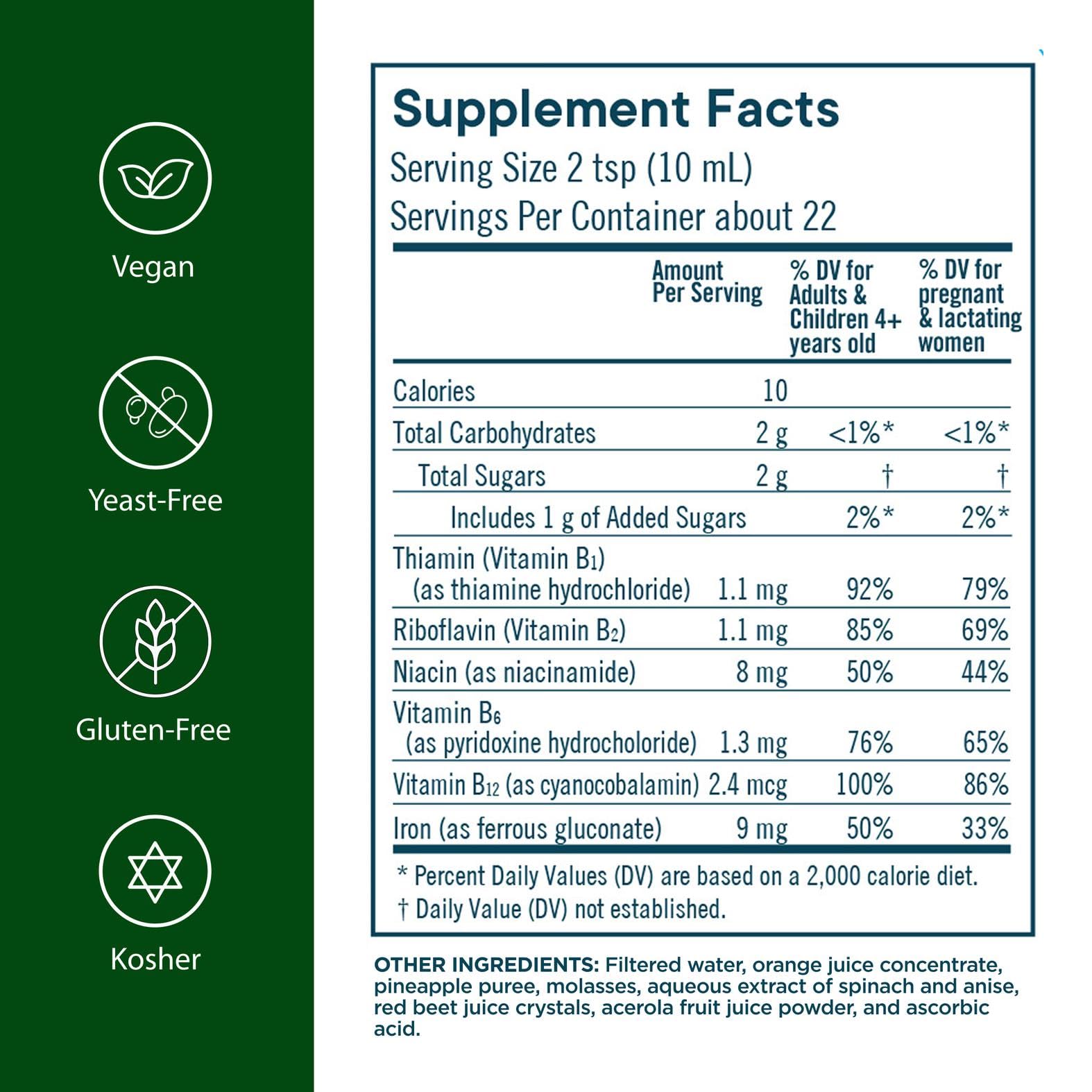 Flora Iron liquid pour demonstrates easy dosing and gentle absorption.