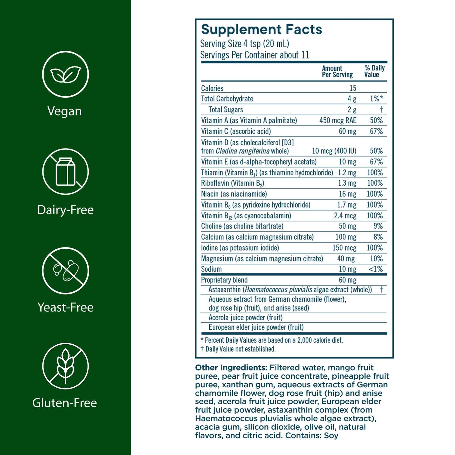 Flora Kids Multi Essentials Plus pours into a spoon for easy dosing
