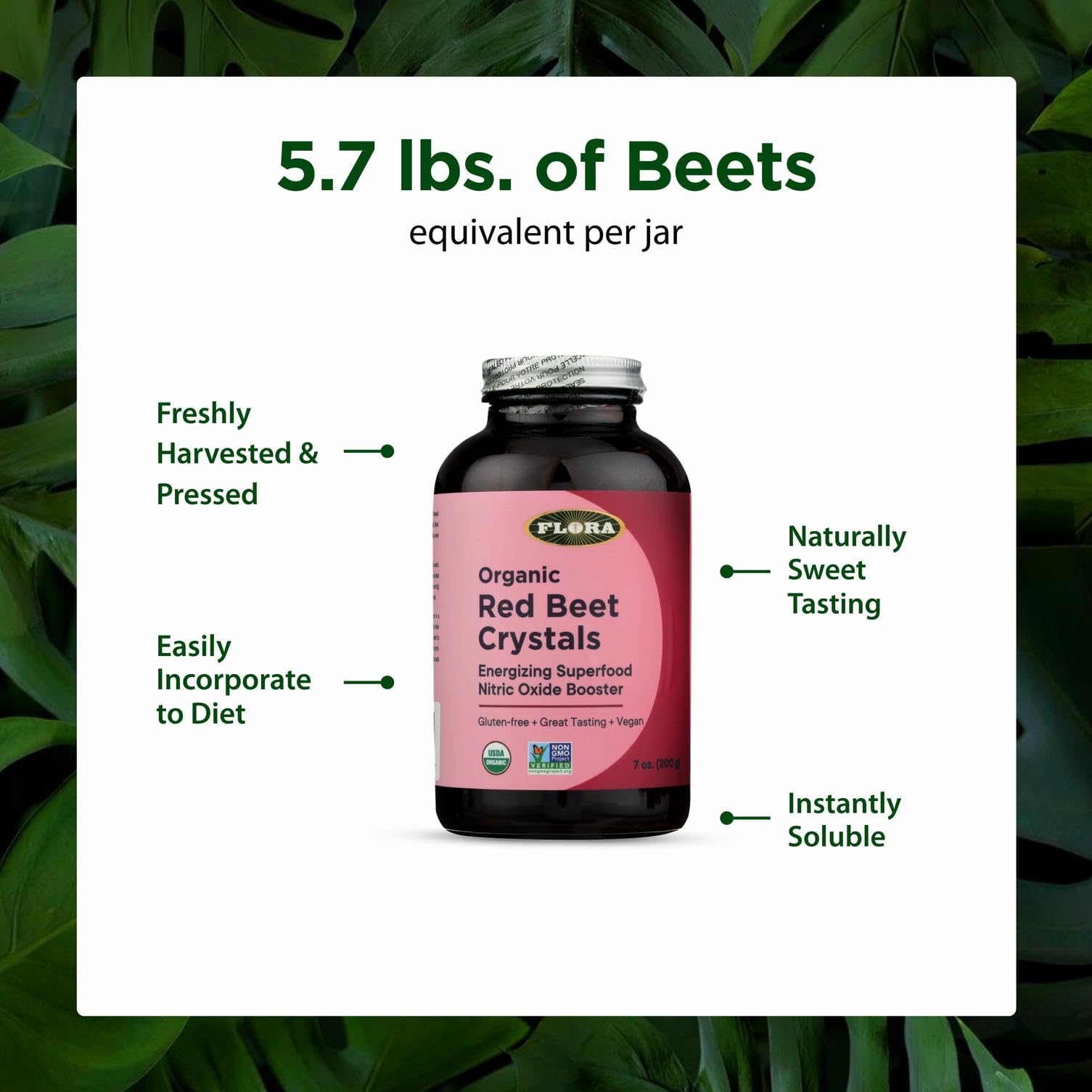 Flora Red Beet Crystals pour into juice for a color boost.