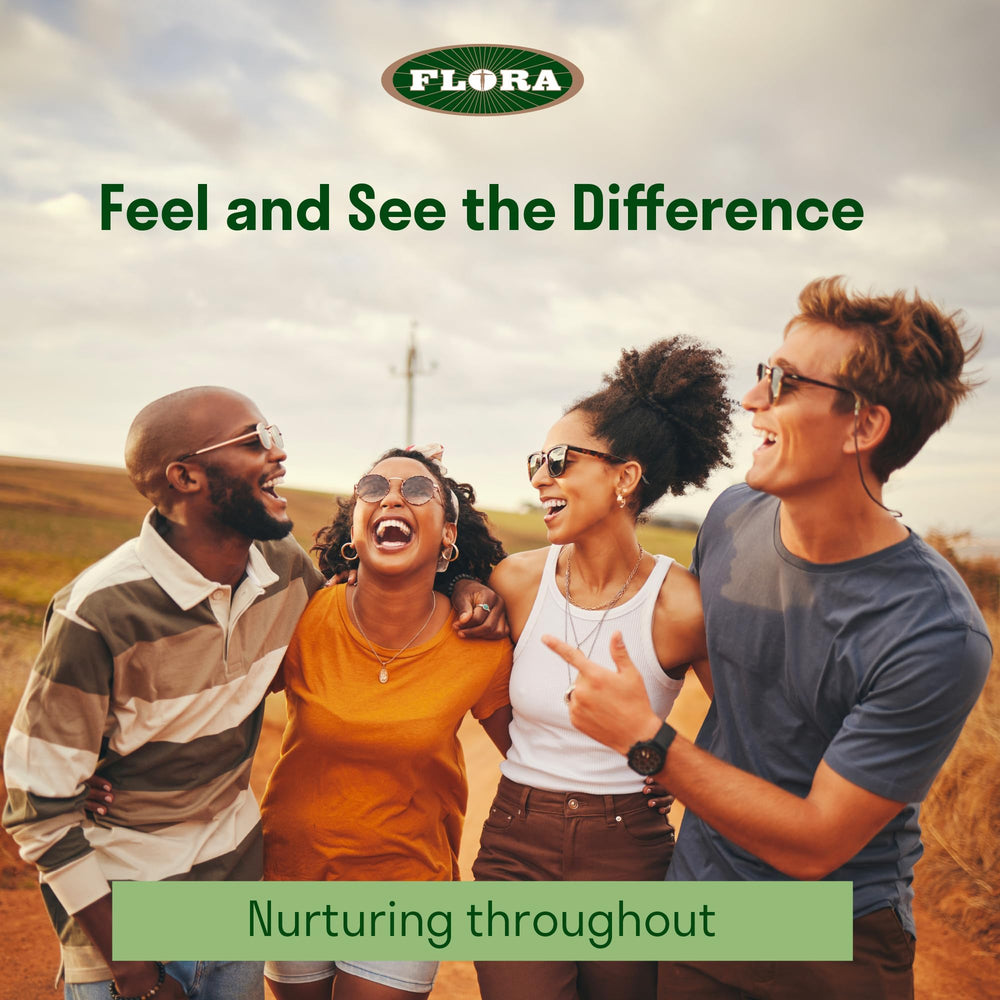 Flora product on shelf supporting a simple daily wellness routine.