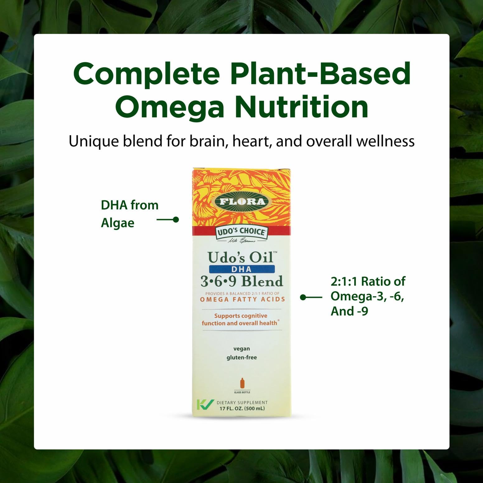 Flora Udo's Oil in a kitchen setting ready for everyday supplementation.