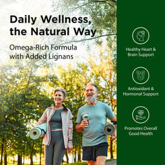 Organic flax oil in Flora Udo's blend emphasizing plant-based fats