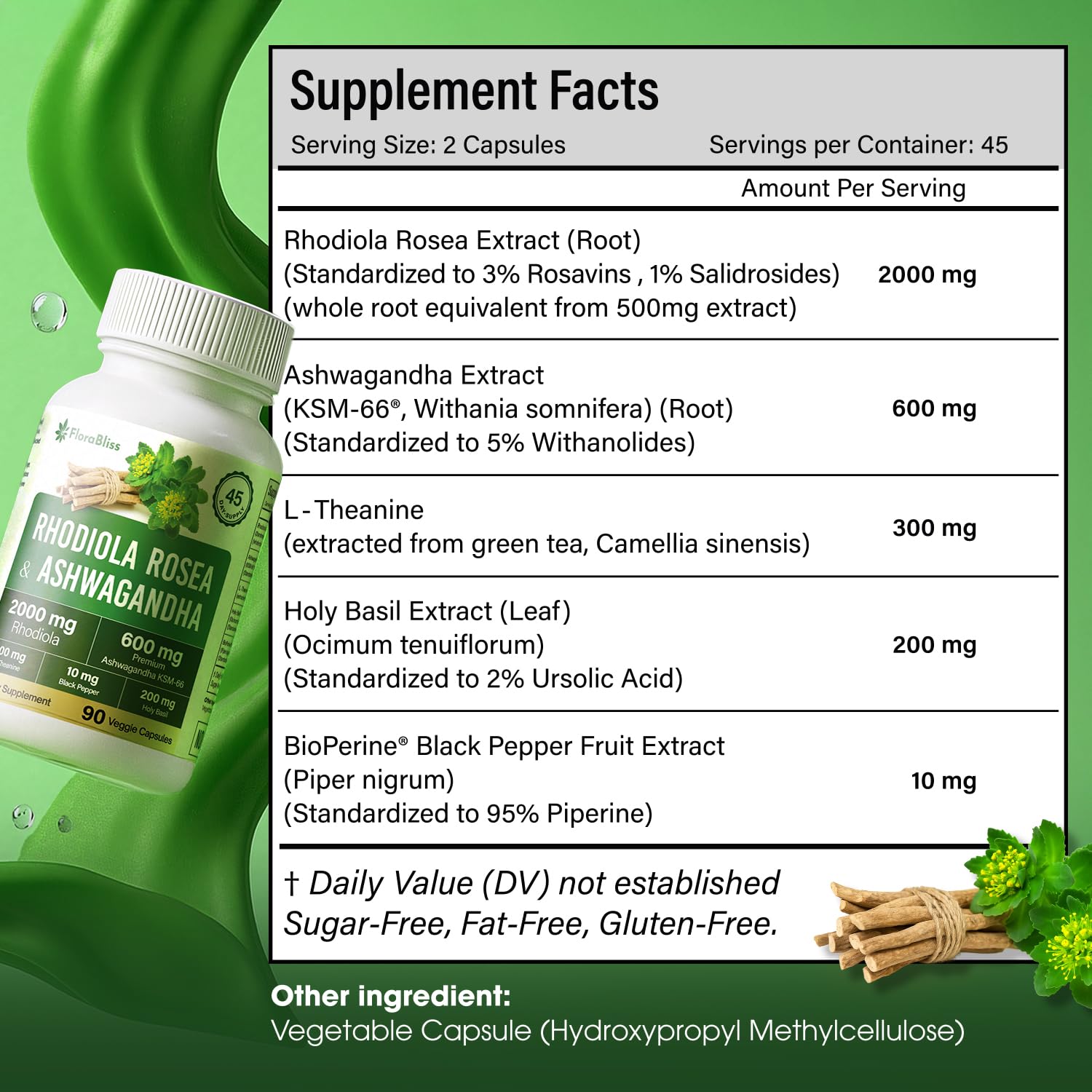 FloraBliss Biotin Zinc Vitamin C capsule close-up for hair skin nails