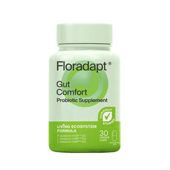 Floradapt Gut Comfort probiotic bottle for daily gut support.