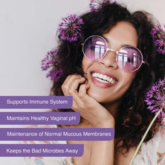 Floradapt Women's Intimate Probiotics capsules in hand, convenient daily support