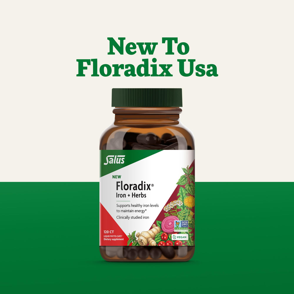 Heritage and trust symbols on Floradix label reflecting century-long tradition