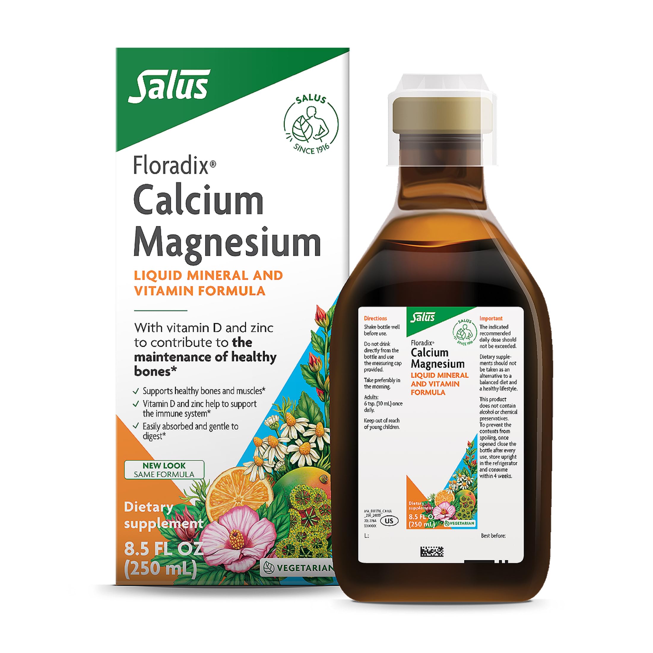 Floradix Calcium Magnesium liquid bottle ready for convenient bone support.
