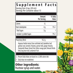 Floradix Gallexier label close-up highlighting herbal blend for digestion