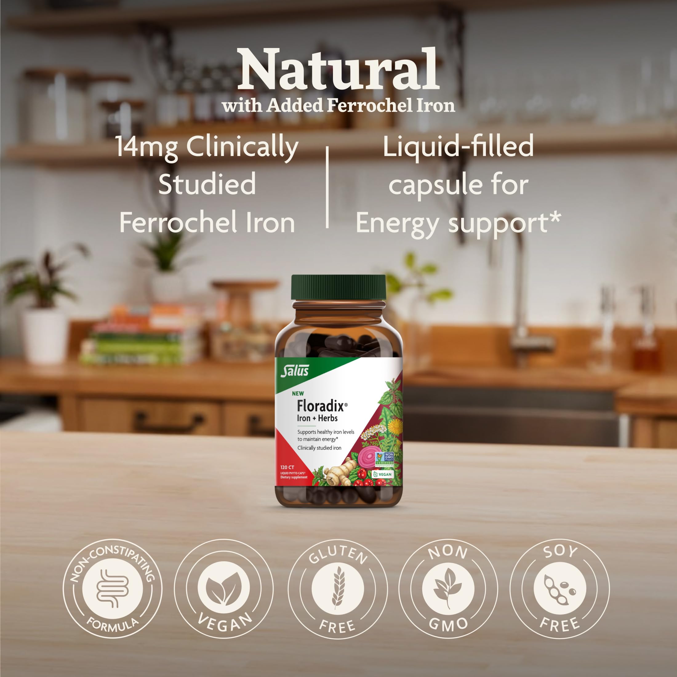 Phytocaps capsules from Floradix ready to take with water for convenient iron support