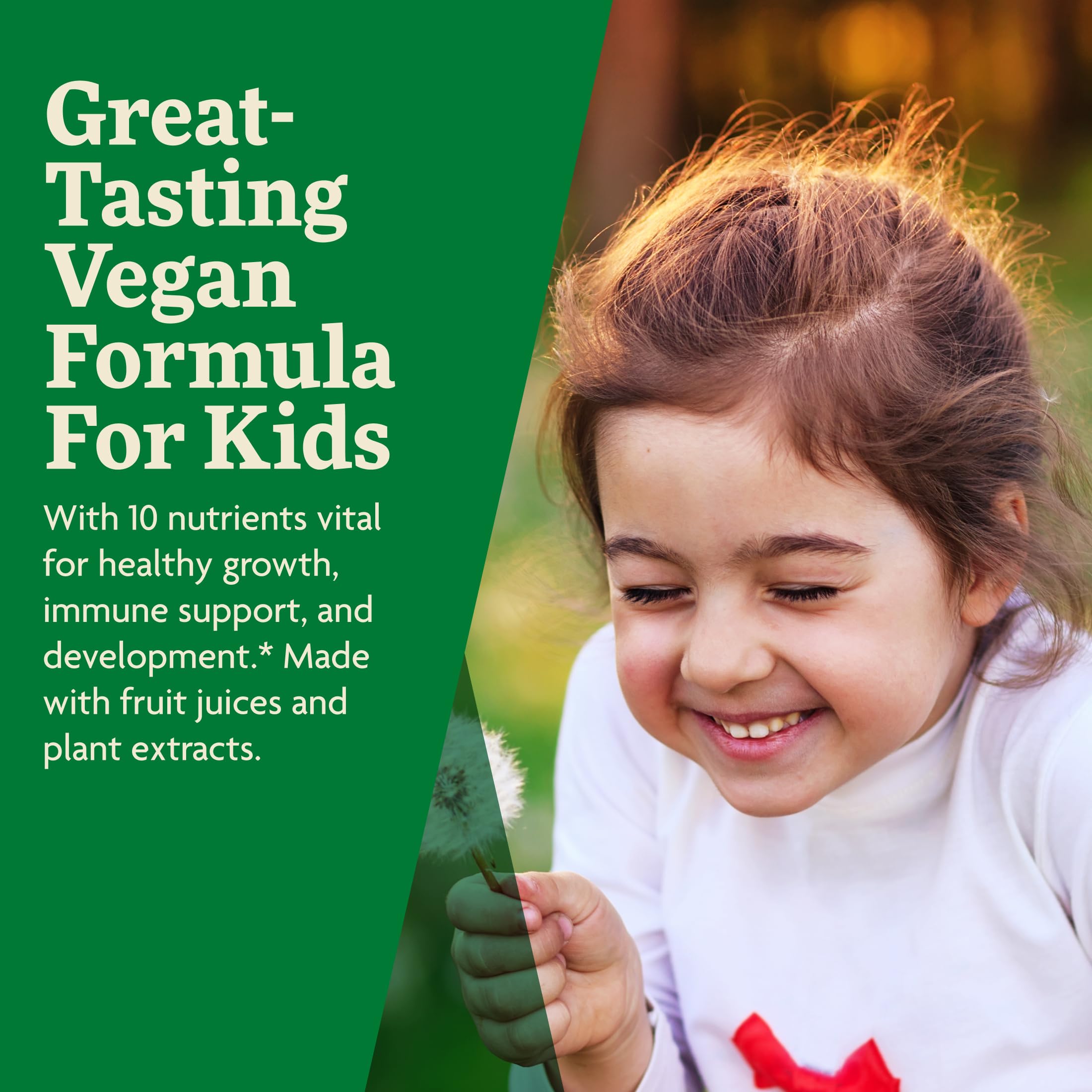 Floradix Kinder Love fruit juice blend provides a pleasant taste for kids.