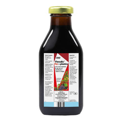 Floradix label close-up featuring vitamin B and C for energy-supporting metabolism