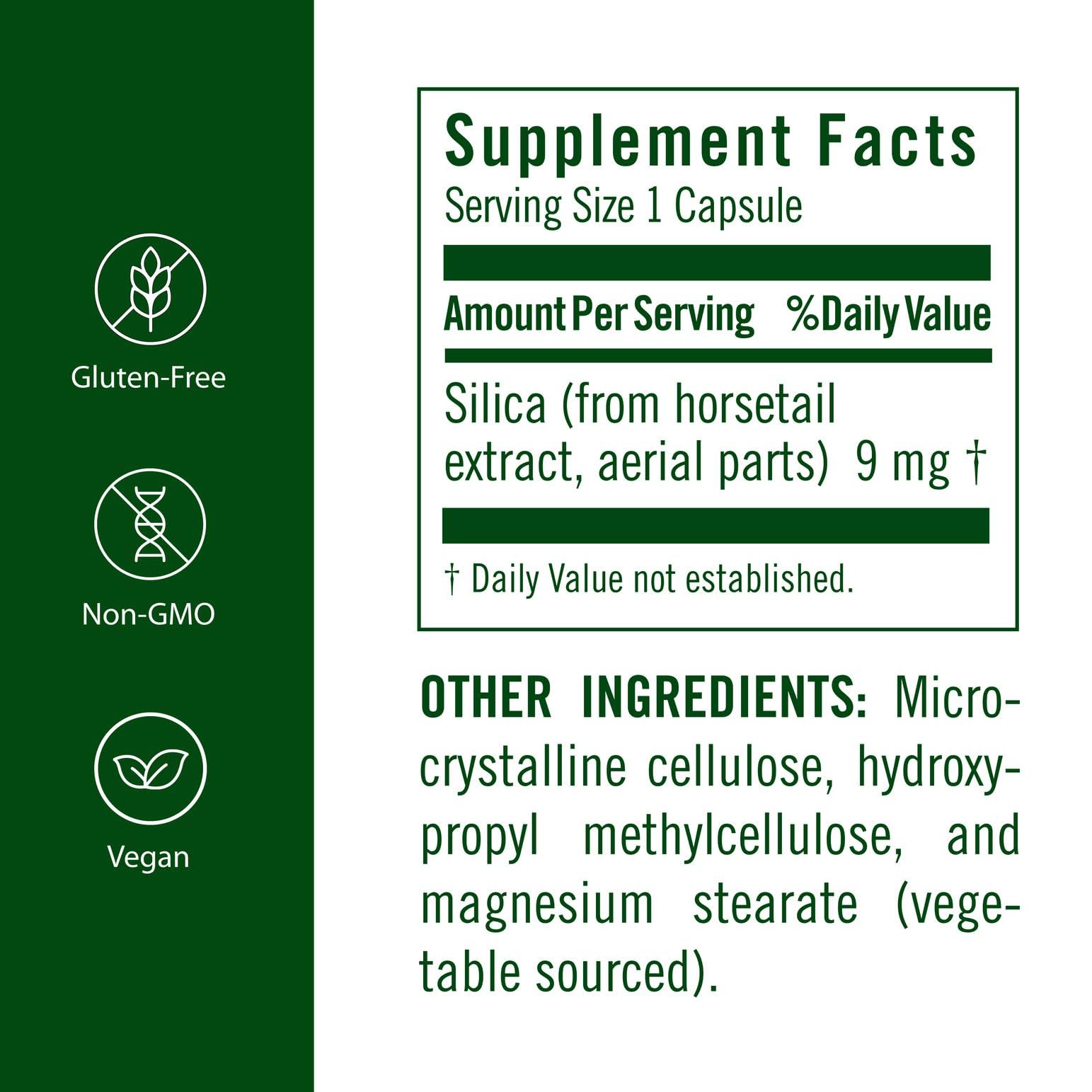 FloraSil capsules view highlighting vegan silica with minerals for daily beauty support.