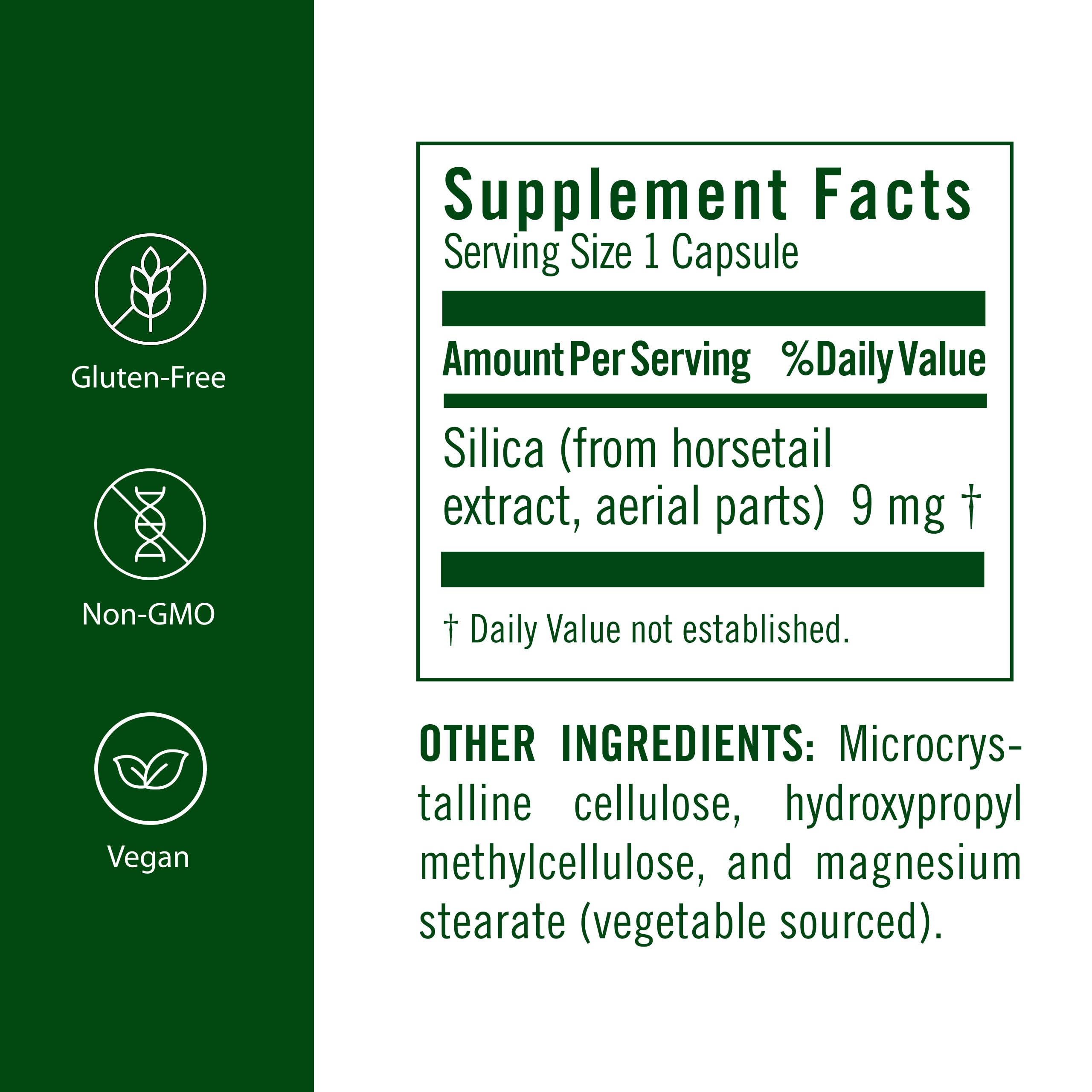 FloraSil vegetarian capsules close-up emphasizing water-based extraction for purity