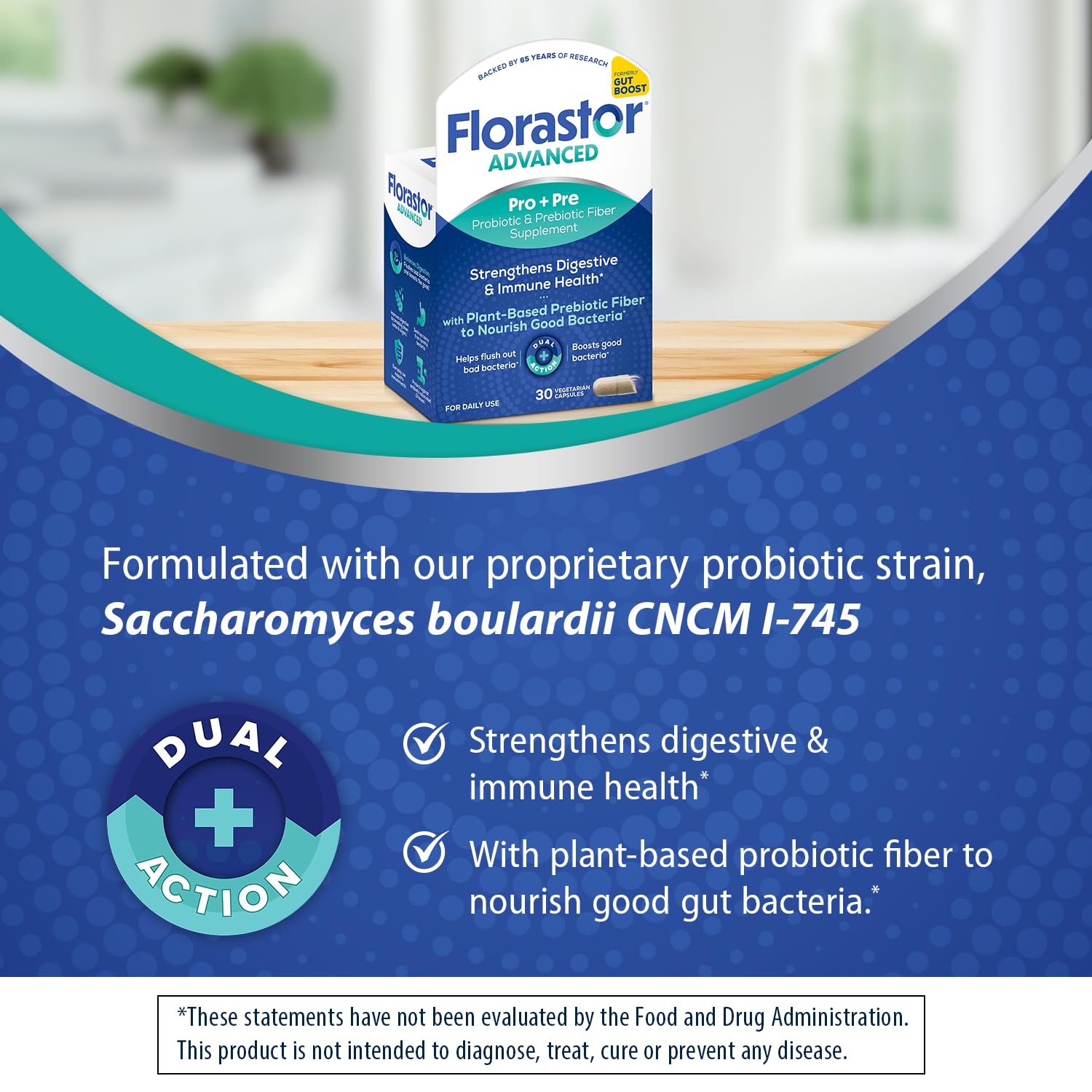 Chicory root prebiotic detail in Florastor Select Pro+ supports gut flora