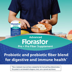 Florastor Select Pro+ packaging on shelf emphasizing gluten-free and non-GMO features
