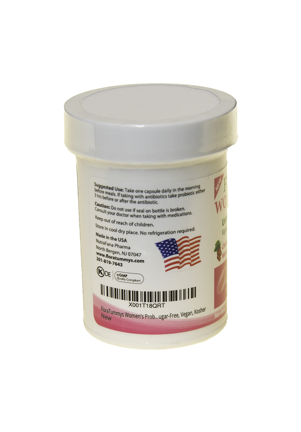FloraTummys desiccant bottle detail showing moisture control to keep capsules fresh