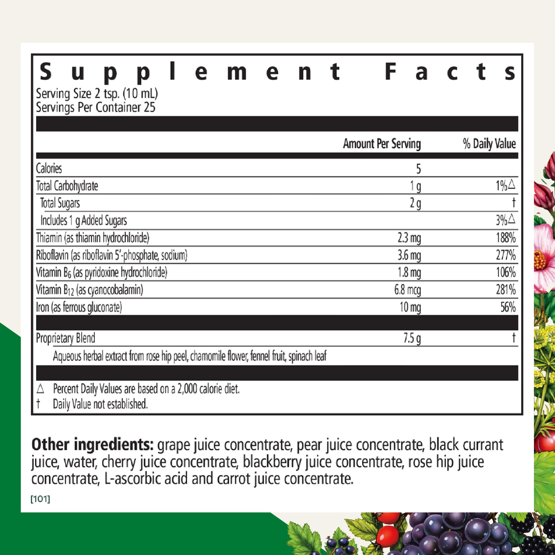 Floravital bottle close-up shows vegan, gluten-free, and non-GMO features.