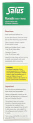 Floravital liquid iron glass serve suggests ready-to-use daily supplement.