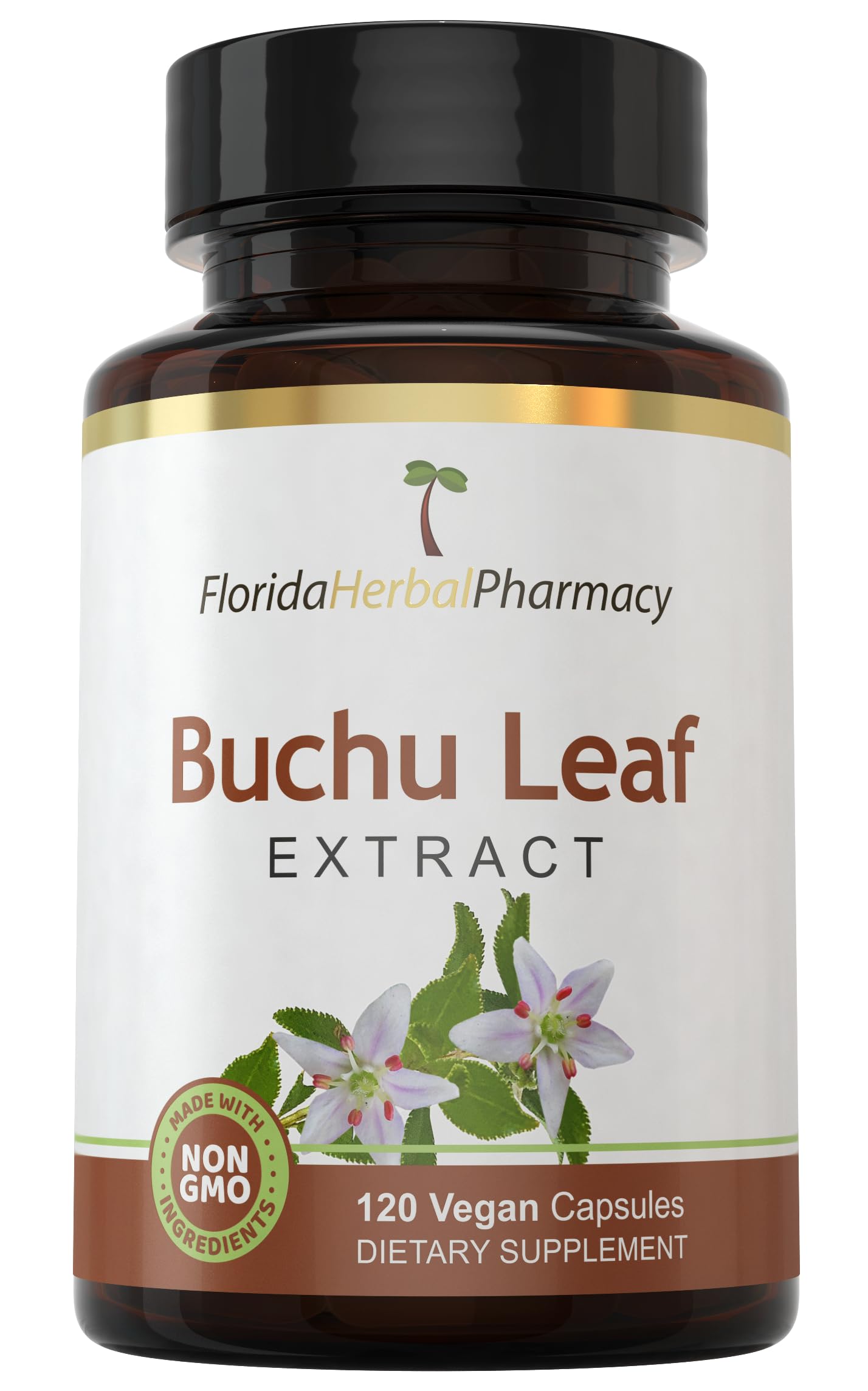 Florida Herbal Pharmacy Buchu Leaf Extract capsules bottle for daily wellness.