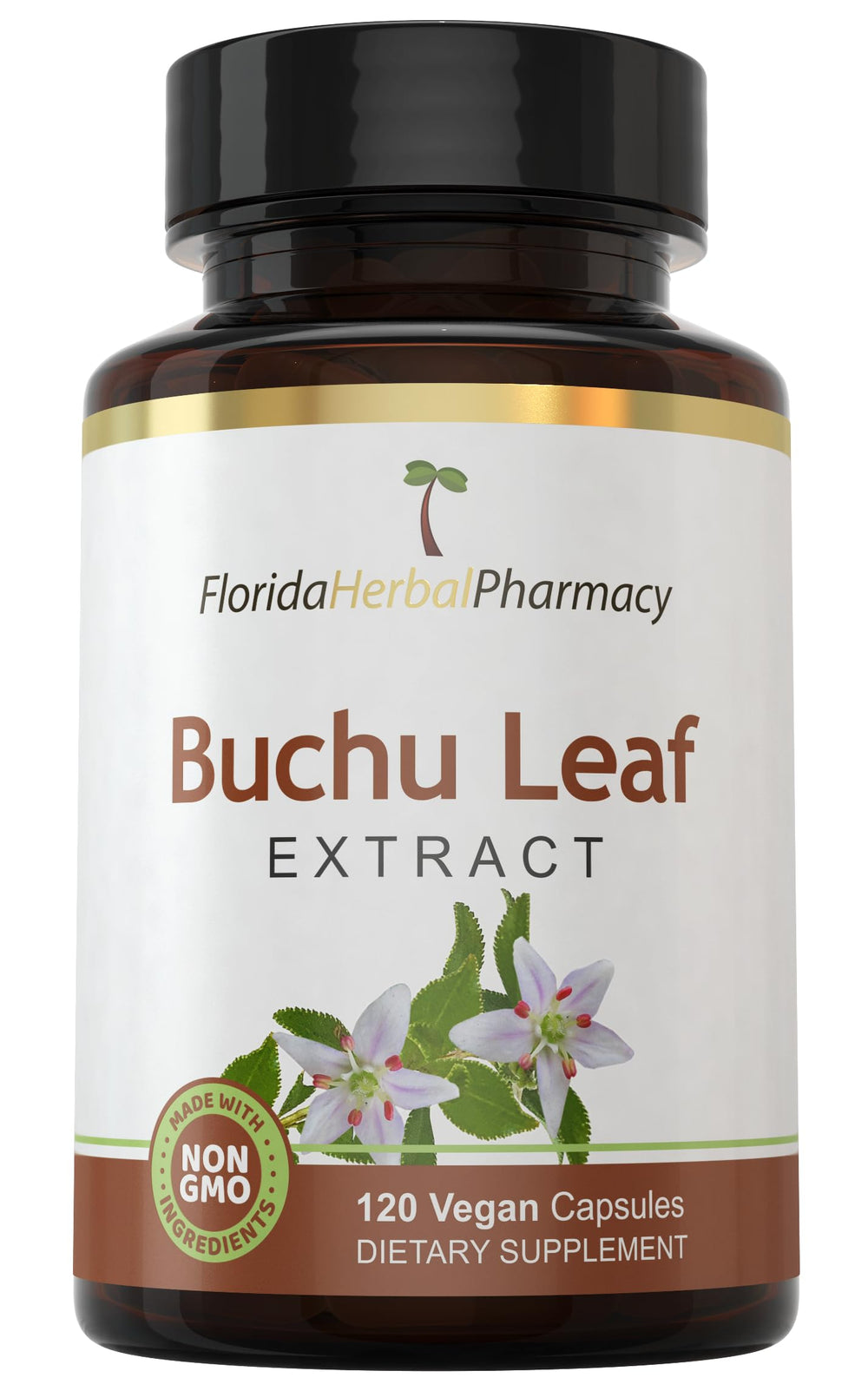 Florida Herbal Pharmacy Buchu Leaf Extract capsules bottle for daily wellness.