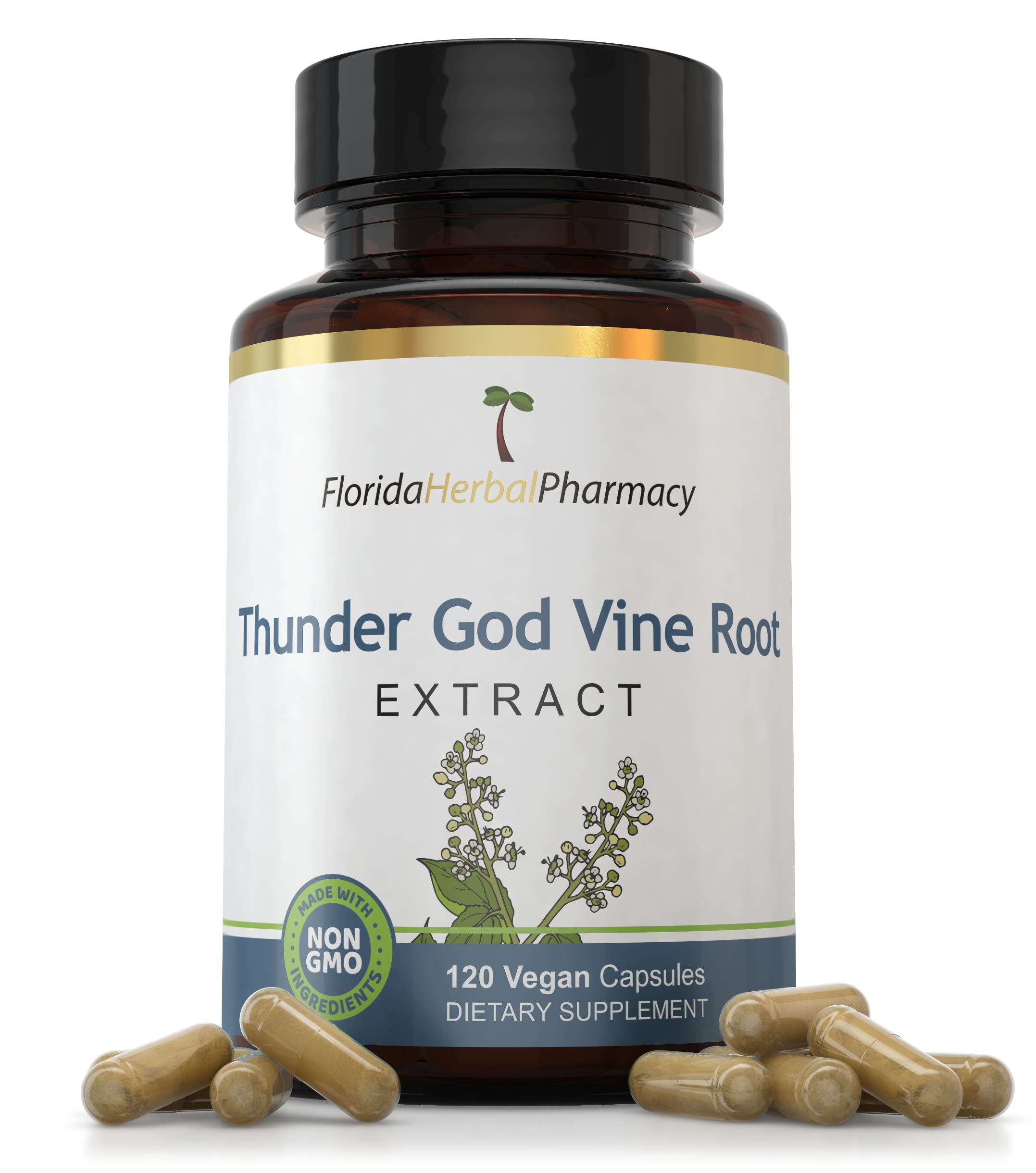 Florida Herbal Pharmacy Thunder God Vine capsules bottle for daily wellness support