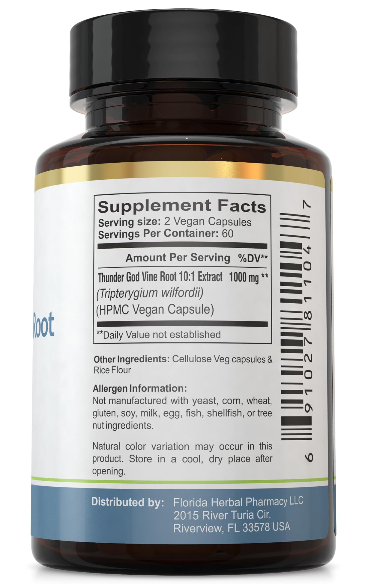 Close-up of Florida Herbal Pharmacy label with 10:1 concentrate