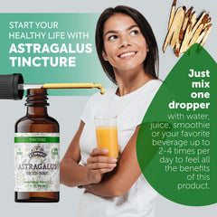 Florida Herbs Astragalus tincture liquid being poured for easy dosing.