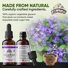 Florida Herbs Bugleweed Tincture label highlights organic, non-GMO sourcing.