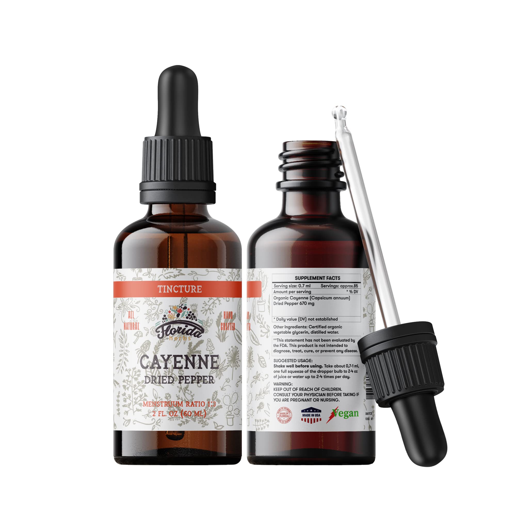 Florida Herbs Cayenne tincture pack of 2 bottles for savings and convenience