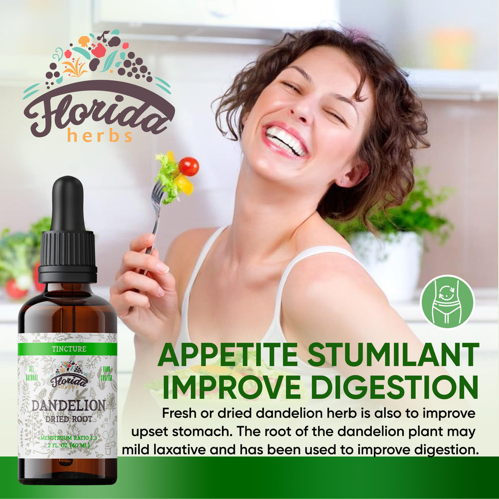 Florida Herbs Dandelion Root Tincture dropper demonstrates easy dose delivery.