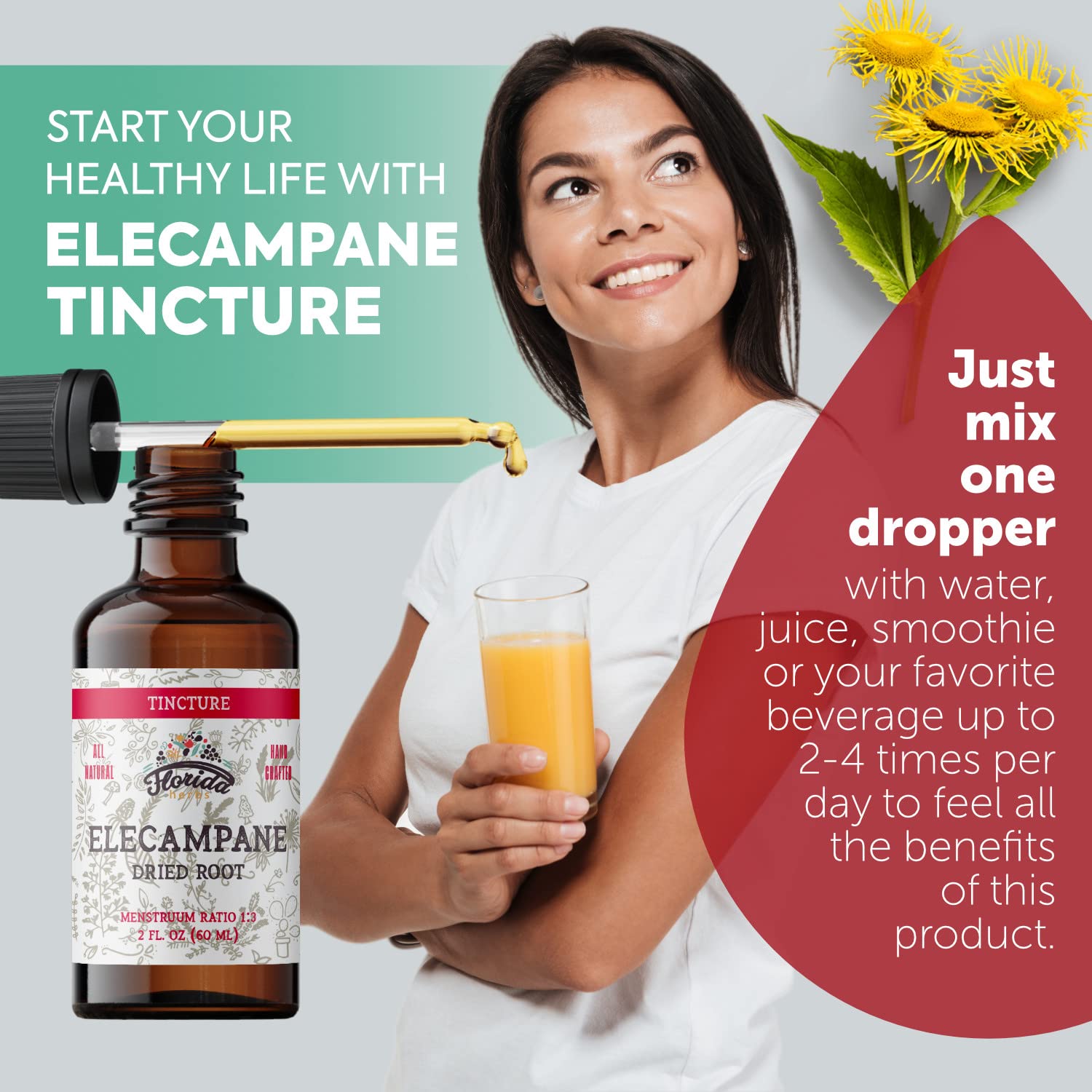 Florida Herbs Elecampane organic extract in a non-GMO glycerin base