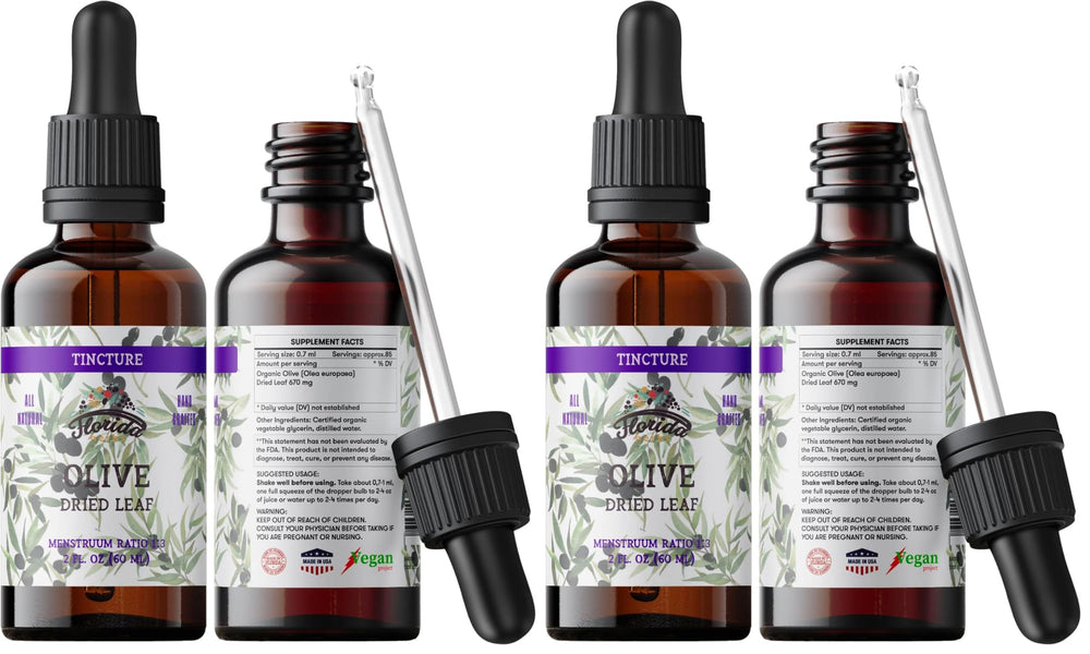 Florida Herbs olive leaf tincture bottle—pure herbal support for daily wellness.
