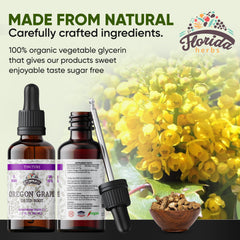 Florida Herbs organic Oregon Grape bottle highlighting Berberis aquifolium.