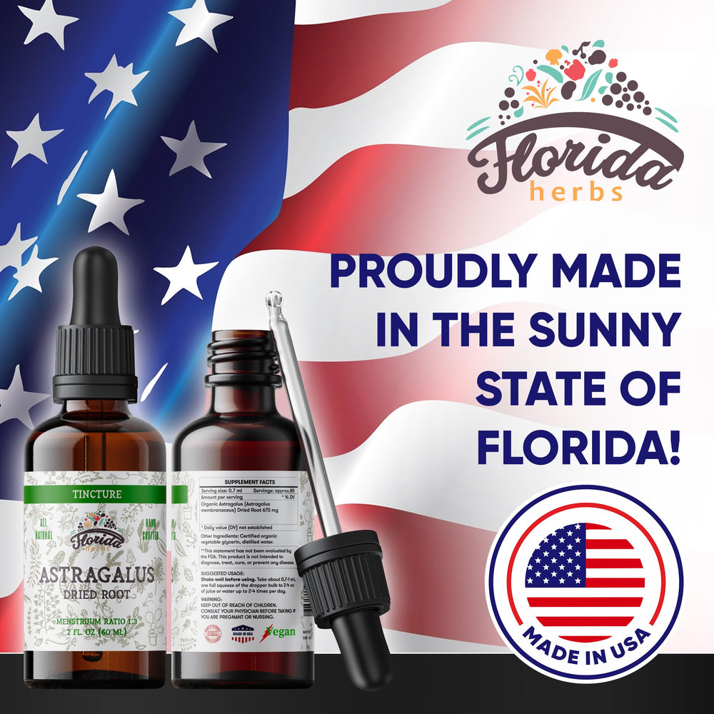 Florida Herbs organic vegetable glycerin base provides smooth tincture texture.