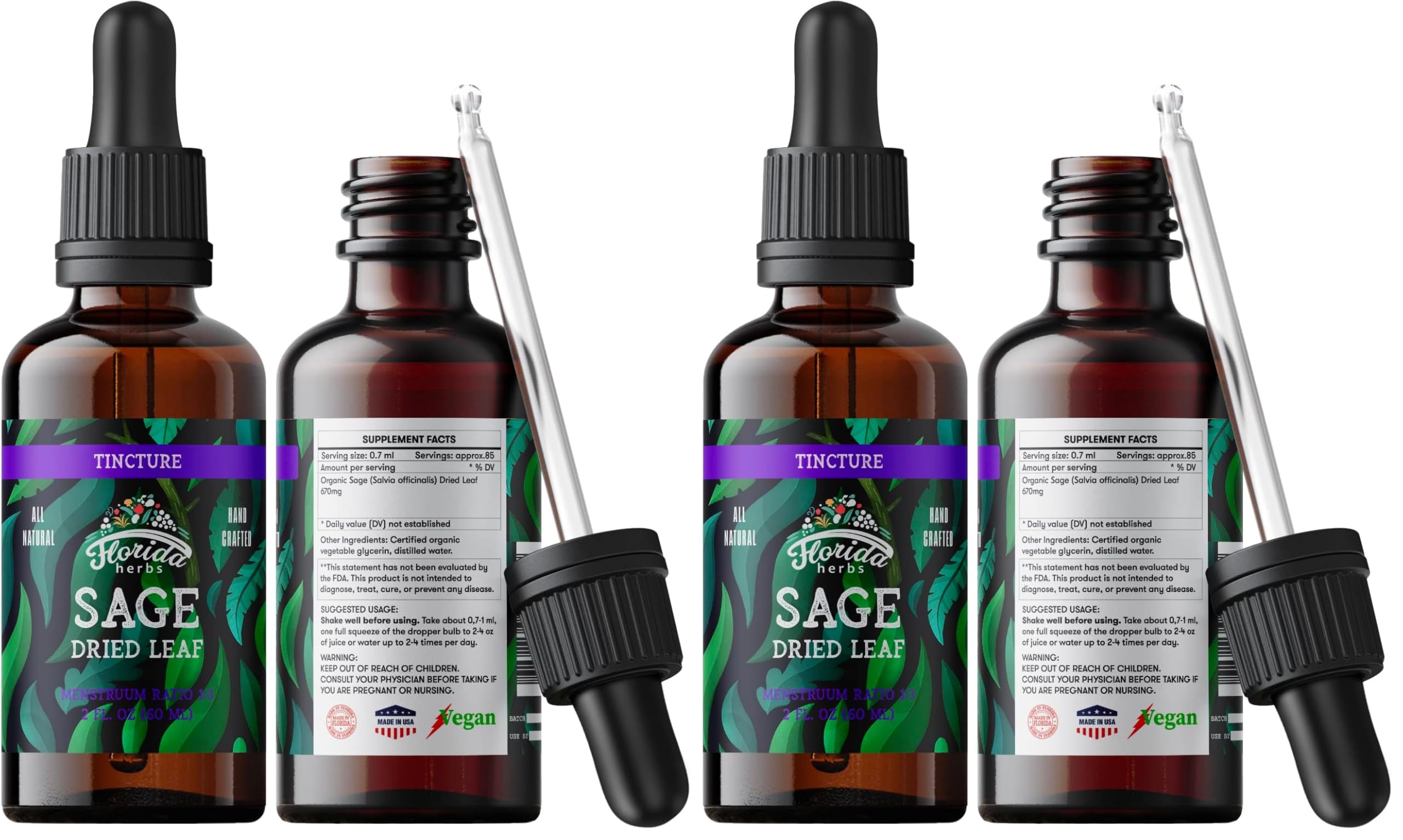 Florida Herbs Sage Extract bottle for convenient daily use.