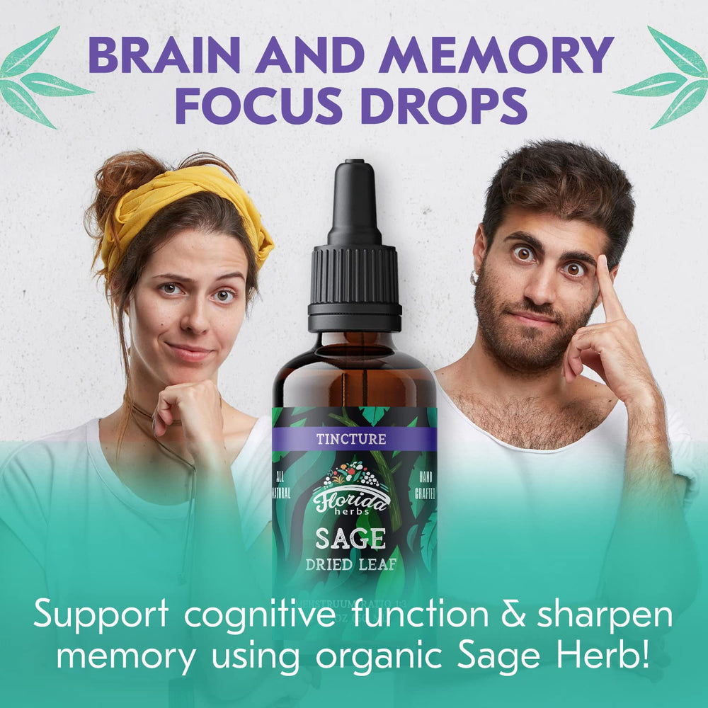 Florida Herbs Sage Extract label highlights organic, vegan formula.