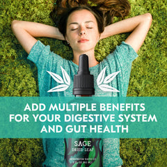 Florida Herbs Sage Extract bottle with tea for easy mixing.