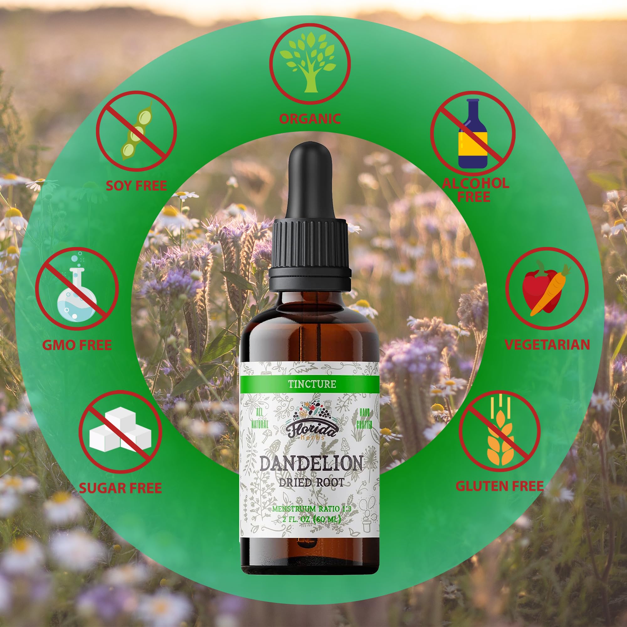 Florida Herbs Cold-pressed vegetable glycerin base image shows alcohol-free base.