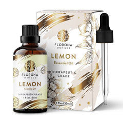 Florona Lemon essential oil bottle with pure citrus aroma for diffusers and skincare