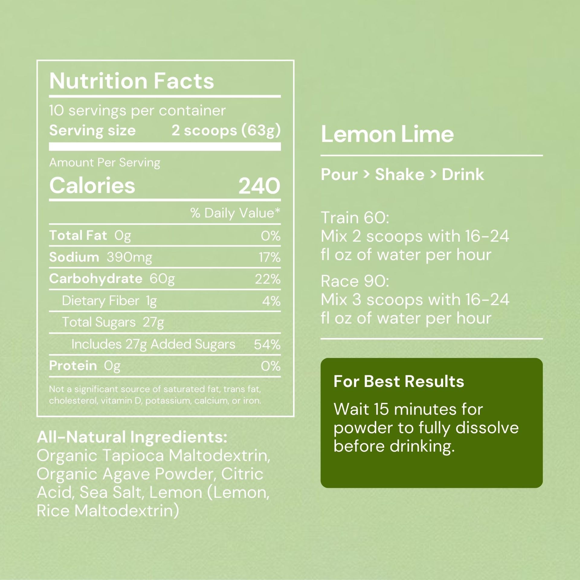 Label close-up of Flow Formulas Lemon Lime Endurance Drink Mix showing allergen-free formula