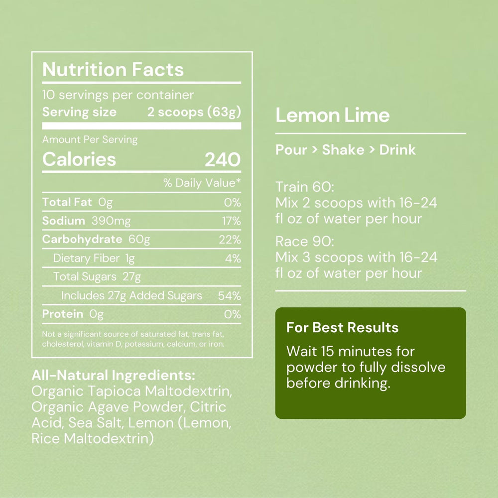 Label close-up of Flow Formulas Lemon Lime Endurance Drink Mix showing allergen-free formula