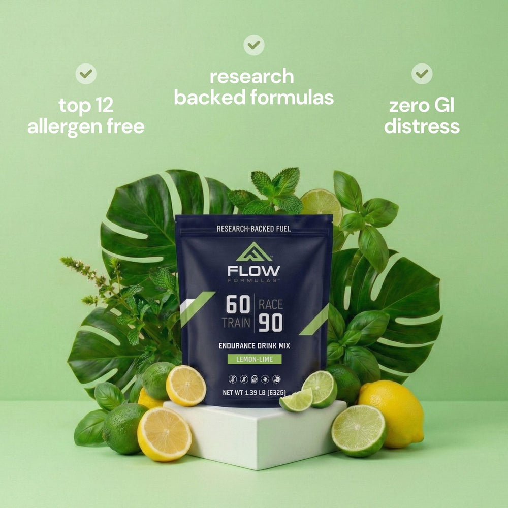 Scoop measuring Flow Formulas Lemon Lime Endurance Drink Mix for energy delivery