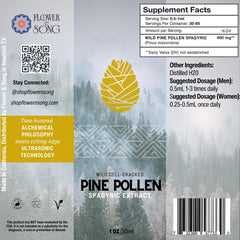 Flower and Song pine pollen tincture packaging ready for daily ritual.
