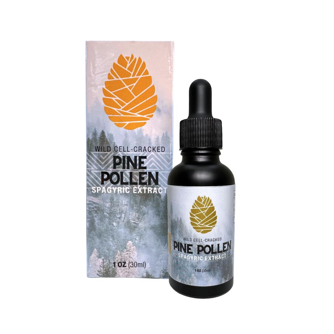 Flower and Song wild pine pollen tincture bottle promotes daily vitality and resilience.
